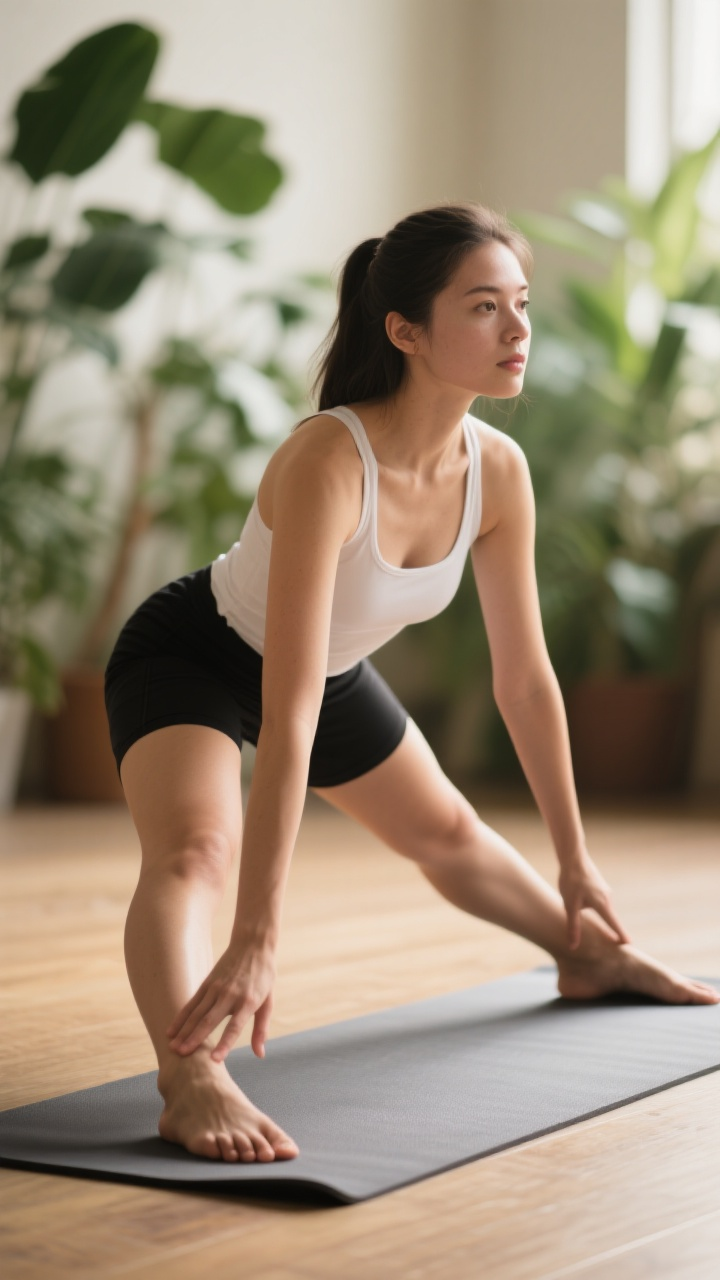 ストレッチをする女性